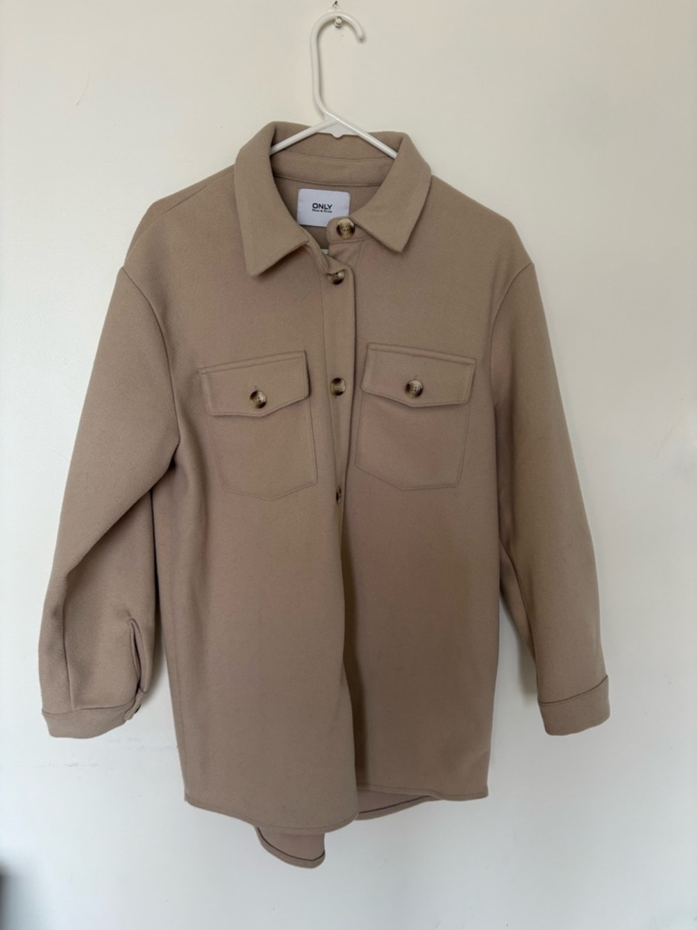 ONLY Taupe Utility Shacket with Chest Pockets